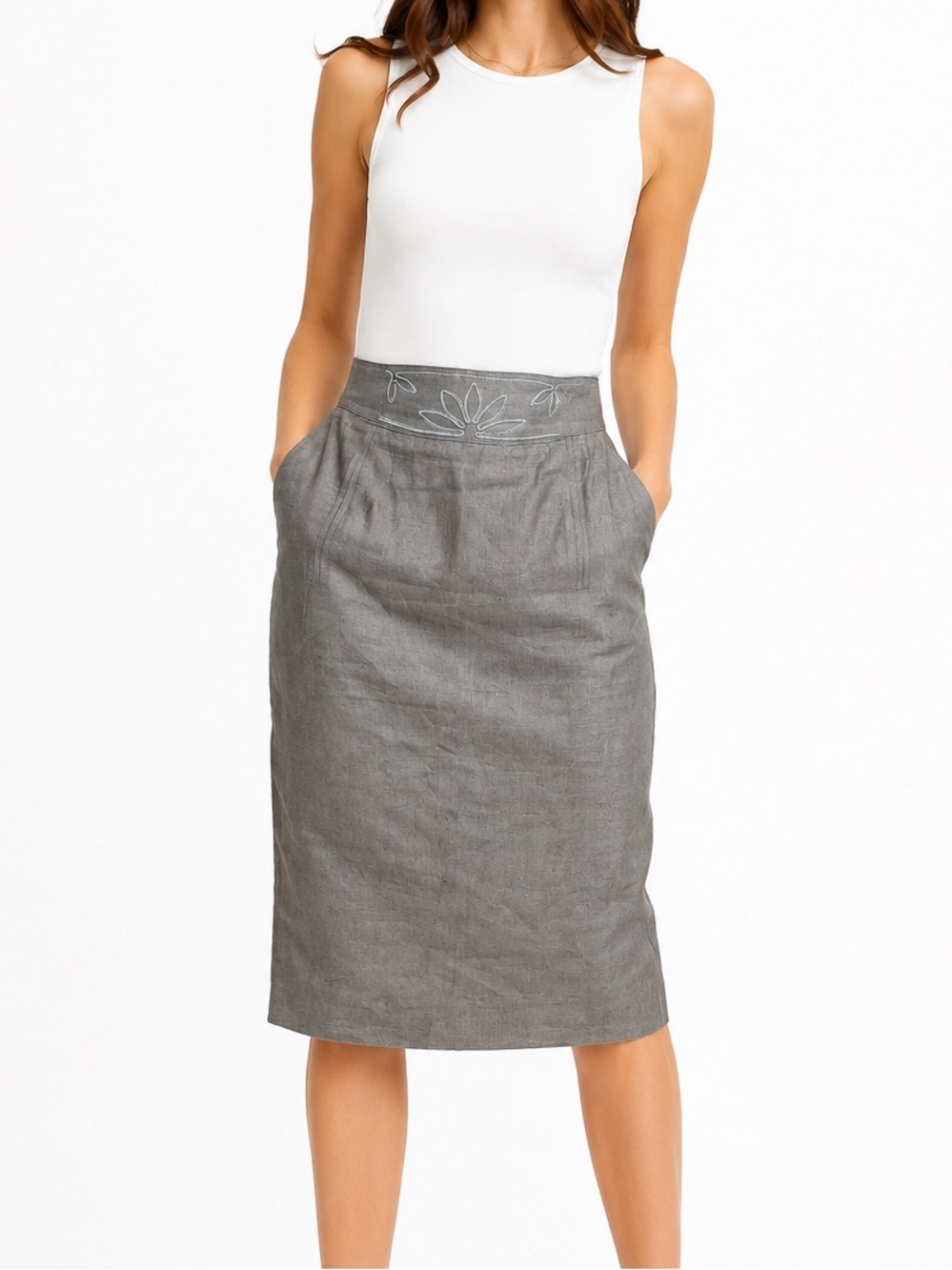 Vintage Escada Linen Pencil Skirt